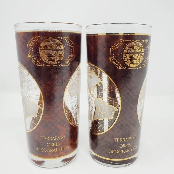 Terrarvm Orbis Geographica Map Brown Gold Glass - Picture 3 of 6